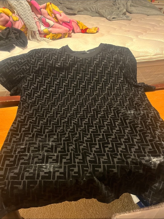 Fendi Other - Fendi Black Velvet Monogram Short Sleeve Shirt